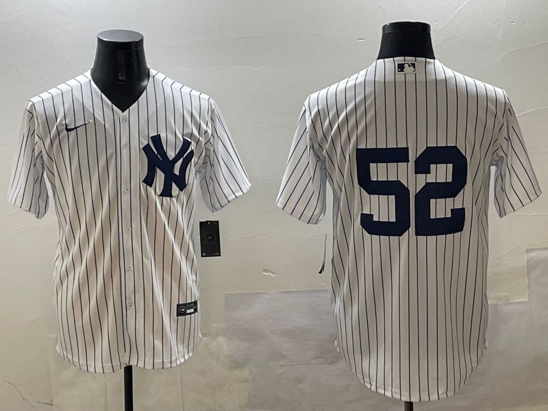 Men New York Yankees #52 No Name White Stripe Game 2025 Nike MLB Jersey style 5